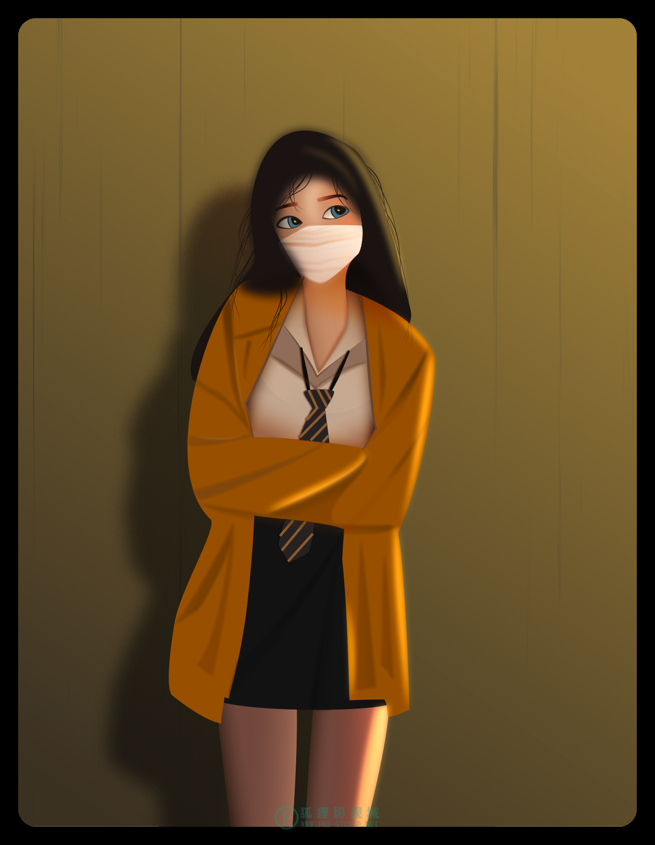 【Ae插画】口罩女孩 - 制作过程 x10倍速 教程