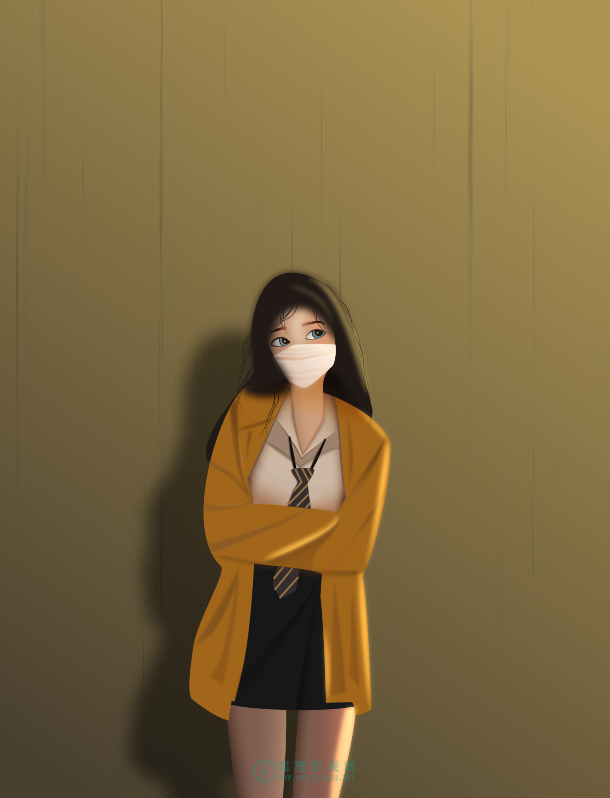 【Ae插画】口罩女孩 - 制作过程 x10倍速 教程